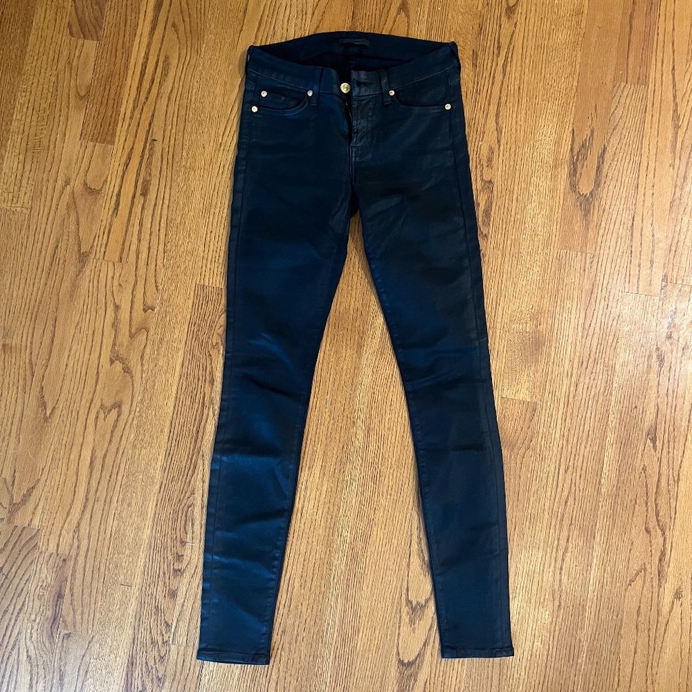 Black Faux Leather 7 jeans